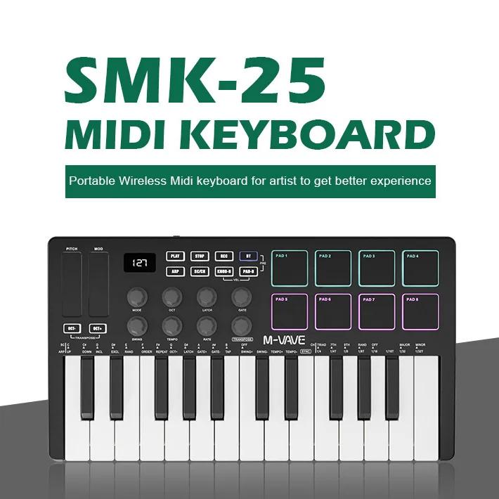 M-VAVE SMK-25 MIDI Ű, 25 Ű  USB Ʈѷ,   Ű, 8 Ʈ 巳 е,  ׼